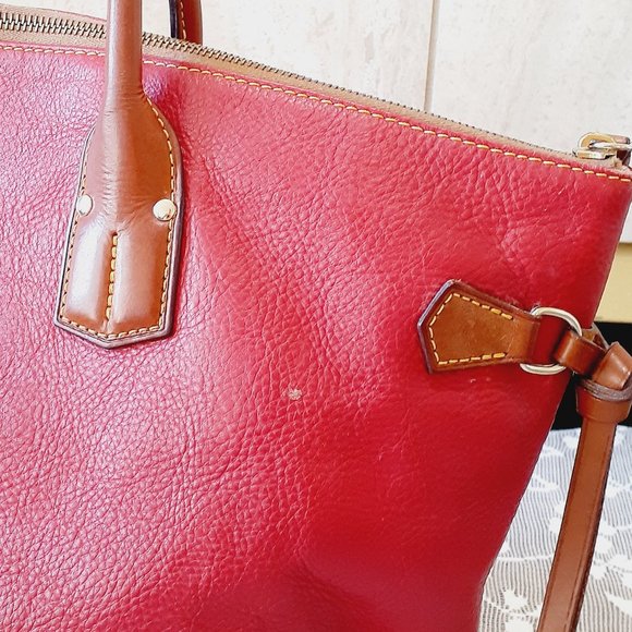 Dooney & Bourke Red Tote with Brown Accents - Picture 9 of 16